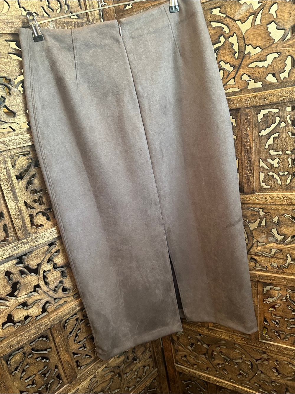 GAP Taupe Suede-Look Midi Pencil Skirt size 10 - Picture 5 of 5
